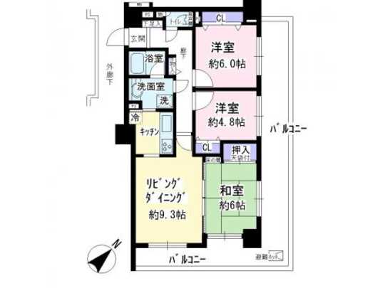 Floor plan. East angle dwelling unit overlooking the Nakatsugawa. Since there is no room to flowering, Small children Irasshi