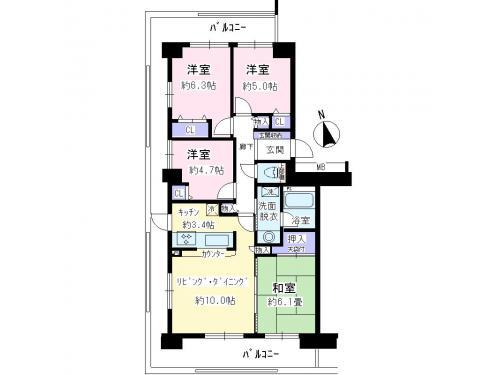 Floor plan. 4LDK, Price 16.5 million yen, Occupied area 78.63 sq m , Balcony area 34.91 sq m