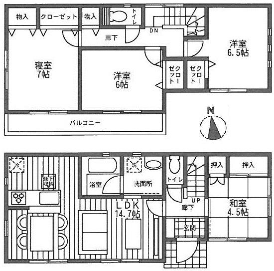 Floor plan. (2), Price 22,800,000 yen, 4LDK, Land area 148.78 sq m , Building area 93.14 sq m