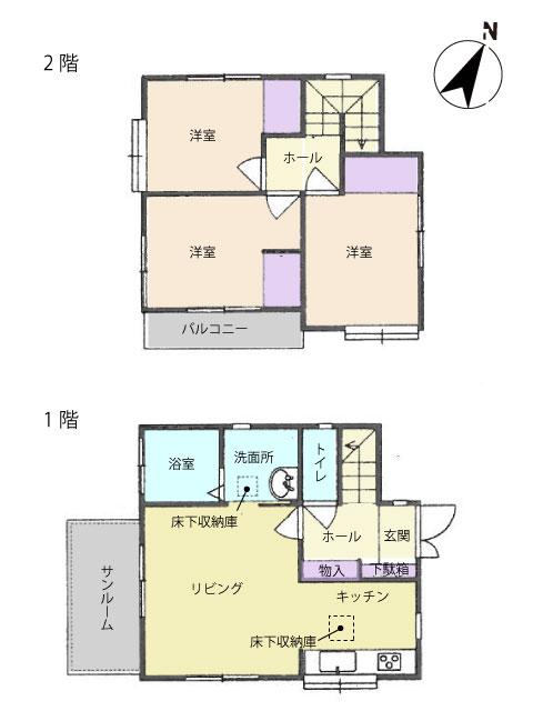 Floor plan. 22,800,000 yen, 3LDK, Land area 152.56 sq m , Building area 70.38 sq m