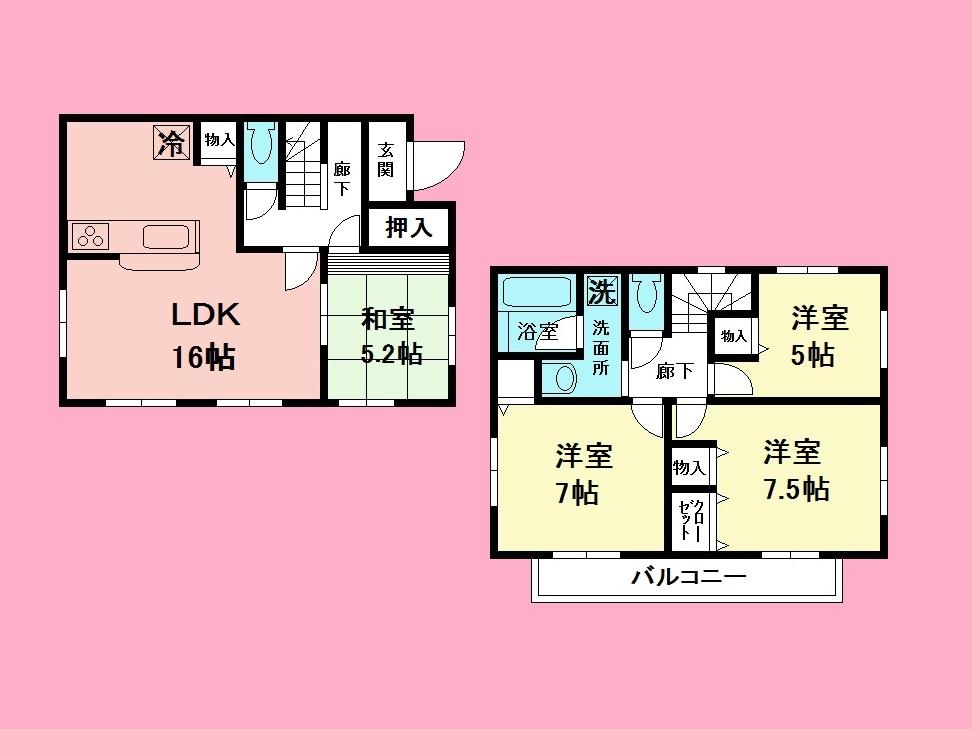 Floor plan. (Building 2), Price 28.8 million yen, 4LDK, Land area 100.06 sq m , Building area 93.14 sq m