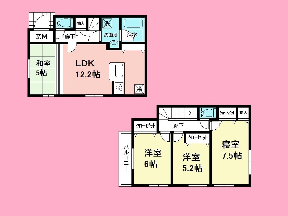 Floor plan. (5 Building), Price 23 million yen, 3LDK, Land area 100.28 sq m , Building area 84.24 sq m
