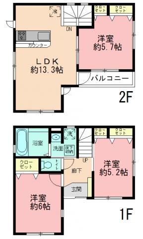 Floor plan. 25,800,000 yen, 3LDK, Land area 62.93 sq m , Building area 71.68 sq m