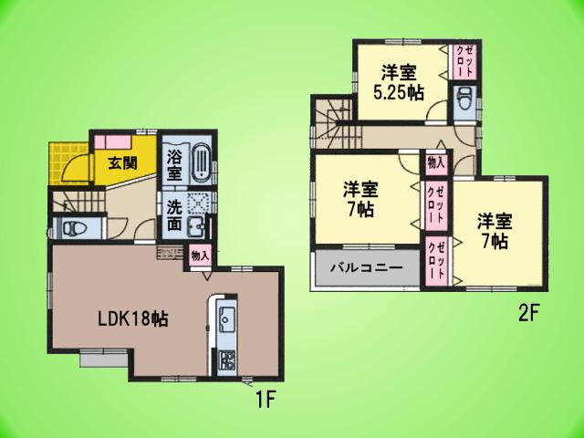 Floor plan. 29,800,000 yen, 3LDK, Land area 94.95 sq m , Is a floor plan of the building area 93.56 sq m popularity of face-to-face kitchen & easy-to-use 3LDK ☆
