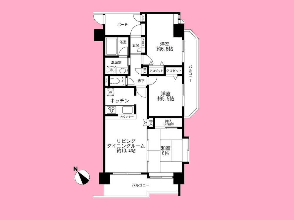Floor plan. 3LDK, Price 15.8 million yen, Occupied area 68.34 sq m , Balcony area 20.5 sq m