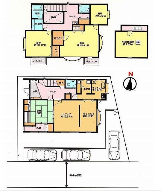 Floor plan. 32,800,000 yen, 3LDK + S (storeroom), Land area 207.44 sq m , There is also a building area 182.66 sq m Warwick Quinn closets and about 12 tatami attic storage room.  Storage is abundant. 