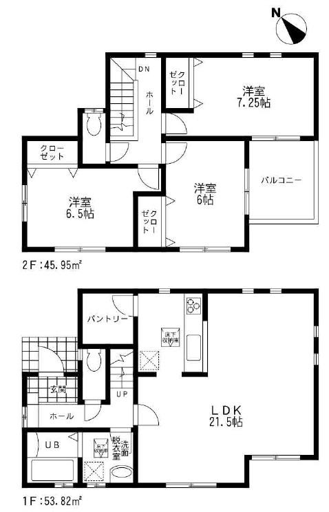 Floor plan. (Hayakawa Building 2), Price 27,800,000 yen, 3LDK, Land area 104.39 sq m , Building area 99.77 sq m