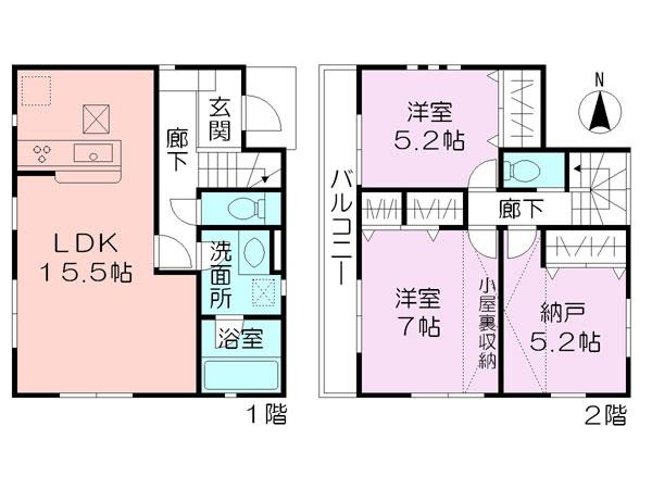 Floor plan. 25,800,000 yen, 2LDK + S (storeroom), Land area 82 sq m , Building area 79.38 sq m