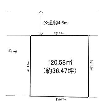 Compartment figure. Land price 16.5 million yen, Land area 120.58 sq m