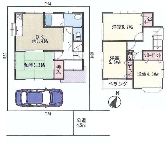 Floor plan. 12 million yen, 4DK, Land area 70.12 sq m , Building area 74.77 sq m