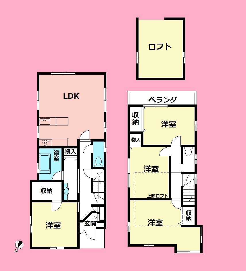 Floor plan. 22,800,000 yen, 4LDK, Land area 119.15 sq m , Building area 96.88 sq m
