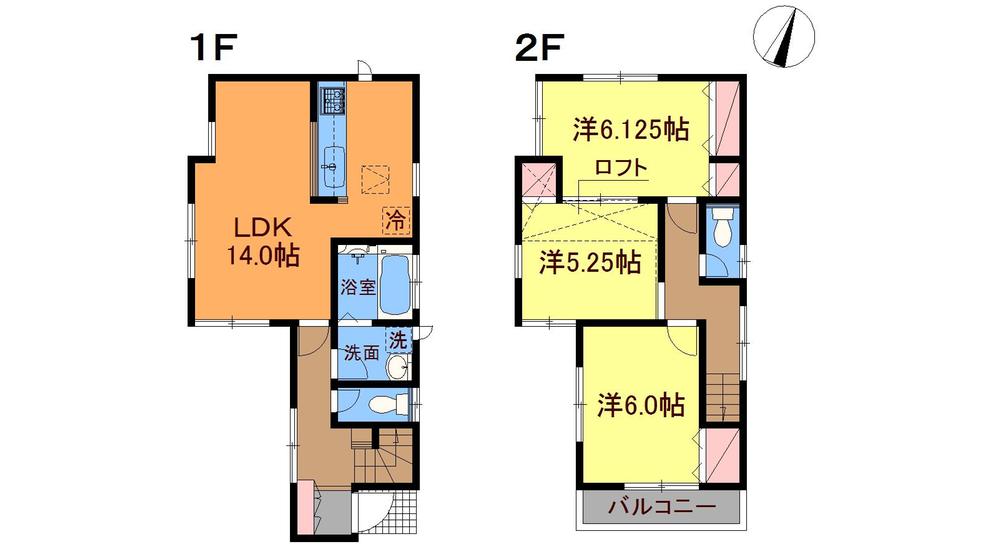 Floor plan. 24,800,000 yen, 3LK, Land area 69.46 sq m , Building area 76.07 sq m 3LDK + with loft