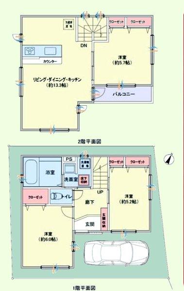 Floor plan. 25,800,000 yen, 3LDK, Land area 62.93 sq m , Building area 71.68 sq m