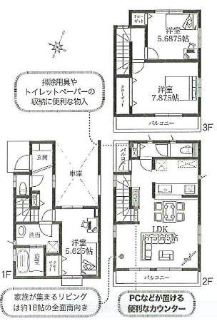 Floor plan. 25,800,000 yen, 3LDK, Land area 61.41 sq m , Building area 104.01 sq m
