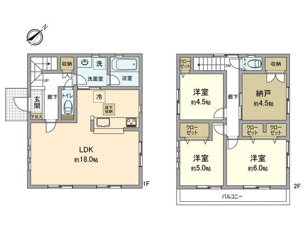 Floor plan. (7 Building), Price 30,800,000 yen, 4LDK, Land area 100.04 sq m , Building area 90.72 sq m