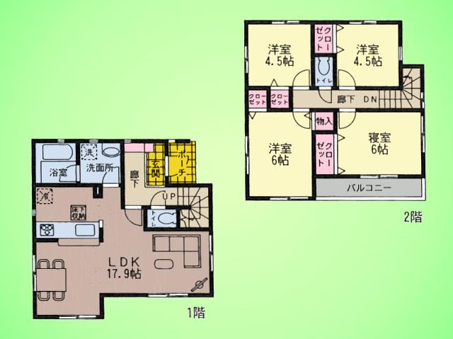 Floor plan. (1 Building), Price 30,800,000 yen, 4LDK, Land area 100.08 sq m , Building area 90.72 sq m