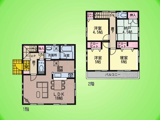 Floor plan. (7 Building), Price 29,800,000 yen, 4LDK, Land area 100.04 sq m , Building area 90.72 sq m