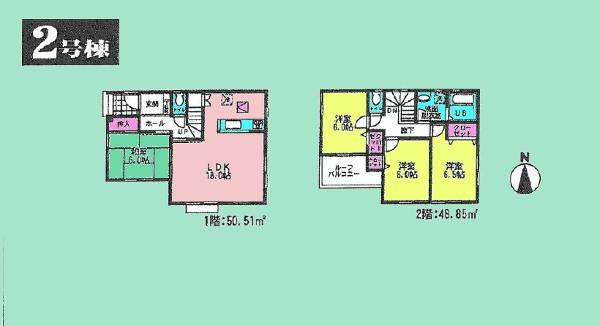 Floor plan. (Building 2), Price 28.8 million yen, 4LDK, Land area 110.17 sq m , Building area 99.36 sq m