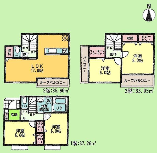 Floor plan. (4 Building), Price 26,900,000 yen, 4LDK, Land area 109.1 sq m , Building area 106.81 sq m