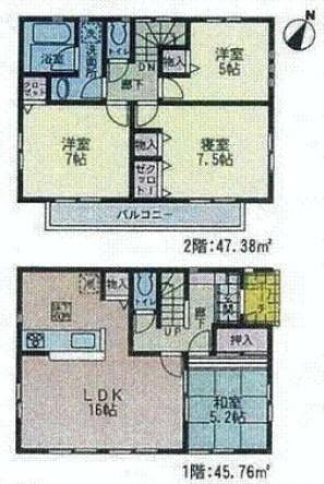 Floor plan. (Building 2), Price 28.8 million yen, 4LDK, Land area 100.06 sq m , Building area 93.14 sq m