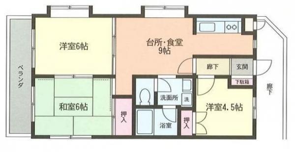 Floor plan. 3DK, Price 16,730,000 yen, Occupied area 53.35 sq m , Balcony area 6.1 sq m