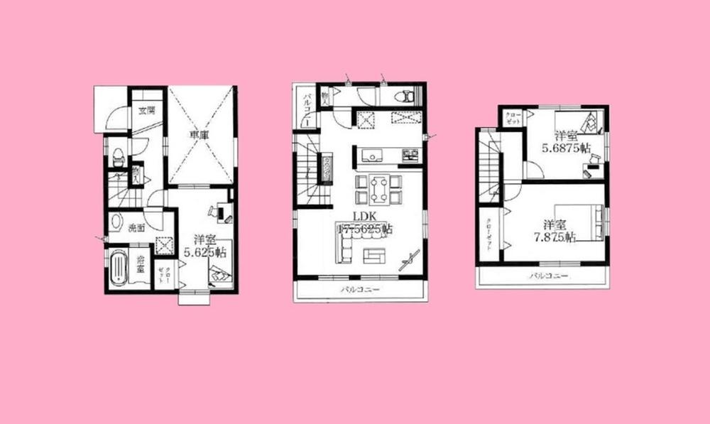 Floor plan. (Building 2), Price 25,800,000 yen, 3LDK, Land area 61.41 sq m , Building area 104.01 sq m