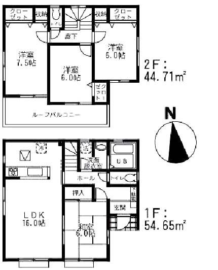 Floor plan. (5 Building), Price 26,800,000 yen, 4LDK, Land area 115.04 sq m , Building area 99.36 sq m