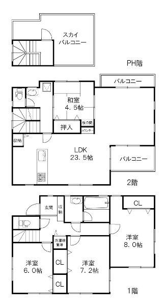 Floor plan. 39,800,000 yen, 4LDK, Land area 122.1 sq m , Building area 120.89 sq m