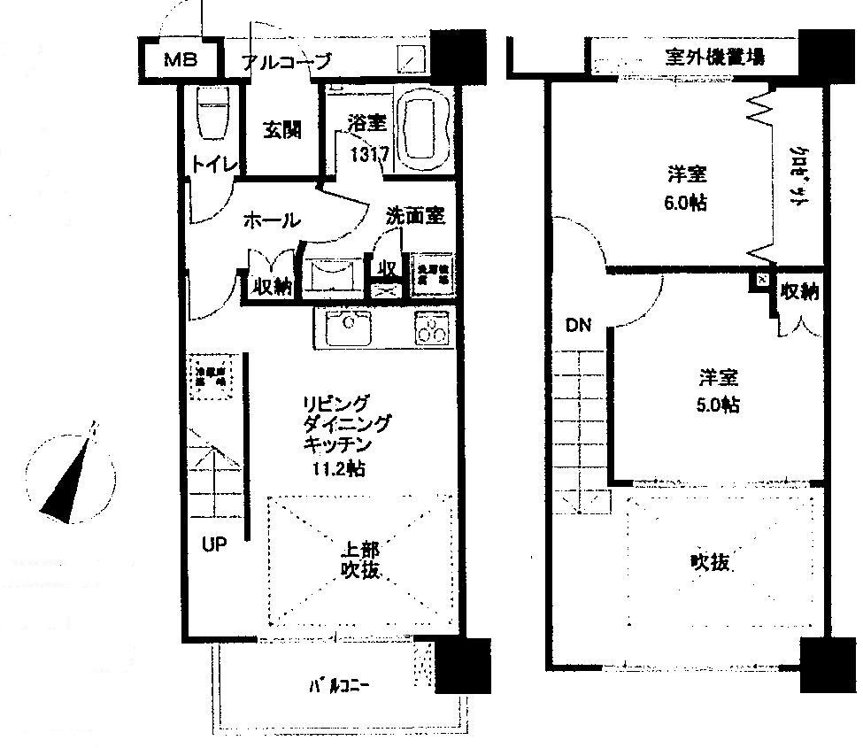 Floor plan. 2LDK, Price 26,800,000 yen, Occupied area 53.33 sq m , Balcony area 5.61 sq m