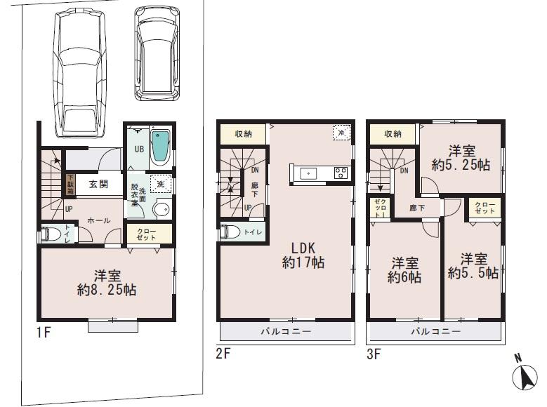Floor plan. 26,800,000 yen, 4LDK, Land area 96.26 sq m , Building area 109.29 sq m