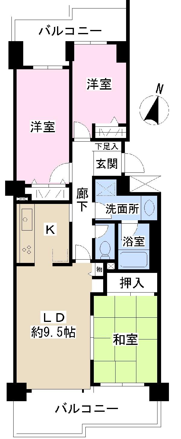 Floor plan. 3LDK, Price 23,900,000 yen, Occupied area 70.19 sq m , Balcony area 17.7 sq m