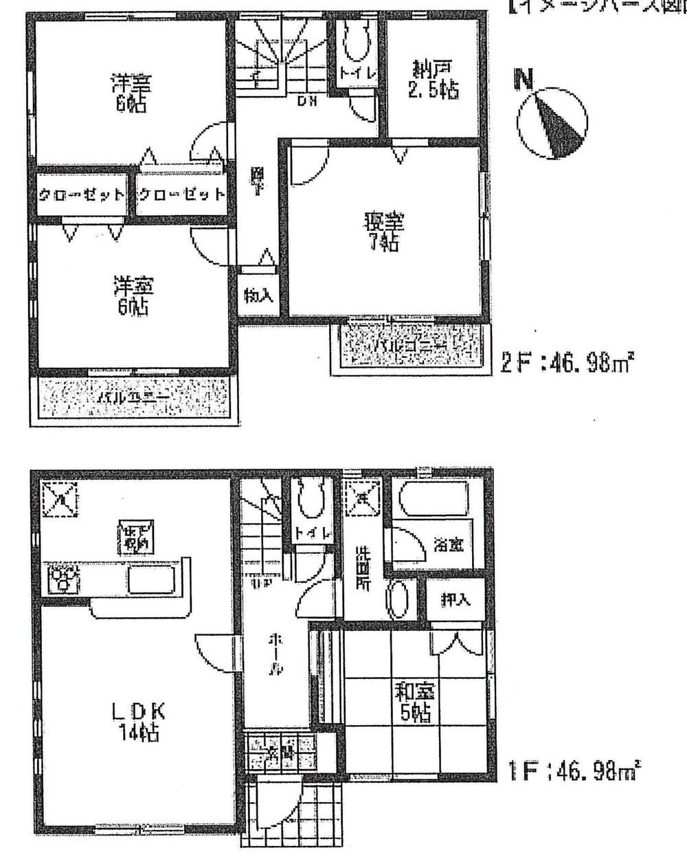 Floor plan. 32,800,000 yen, 4LDK + S (storeroom), Land area 96.12 sq m , Building area 93.96 sq m