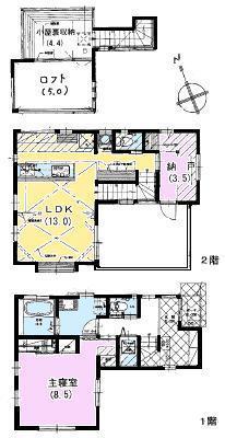 Floor plan. 29,800,000 yen, 1LDK+S, Land area 66.24 sq m , Building area 70.72 sq m