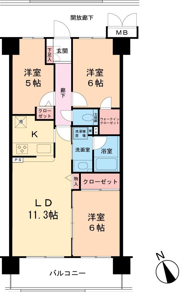Floor plan. 3LDK, Price 17.8 million yen, Occupied area 67.27 sq m , Balcony area 9.94 sq m