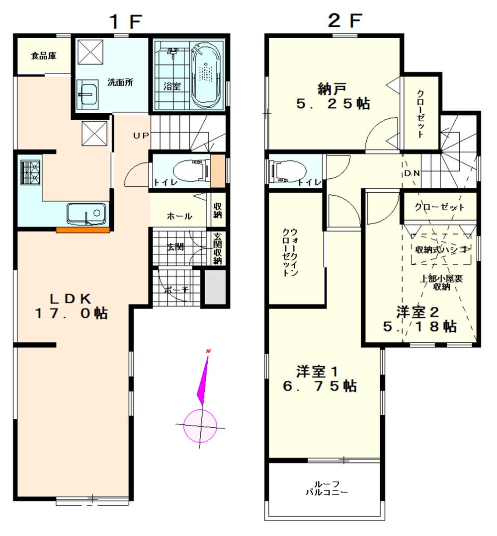 Floor plan. 28.8 million yen, 2LDK + S (storeroom), Land area 82.66 sq m , Building area 84.04 sq m