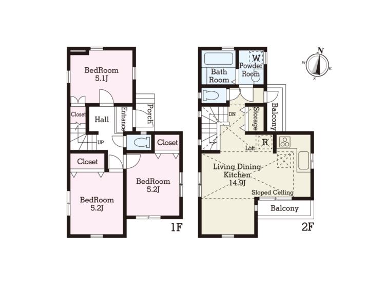 Floor plan. 24,800,000 yen, 3LDK, Land area 76.88 sq m , Building area 73.28 sq m