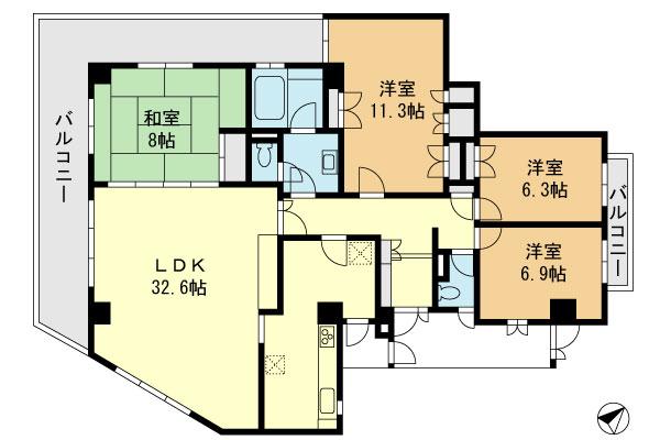 Floor plan. 4LDK, Price 35,600,000 yen, Footprint 140.16 sq m , Balcony area 32.51 sq m