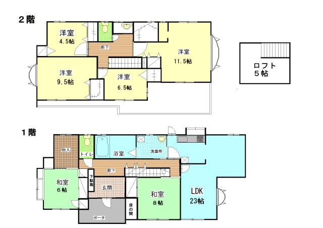 Floor plan. 47,800,000 yen, 6LDK + S (storeroom), Land area 227.94 sq m , Building area 175.83 sq m