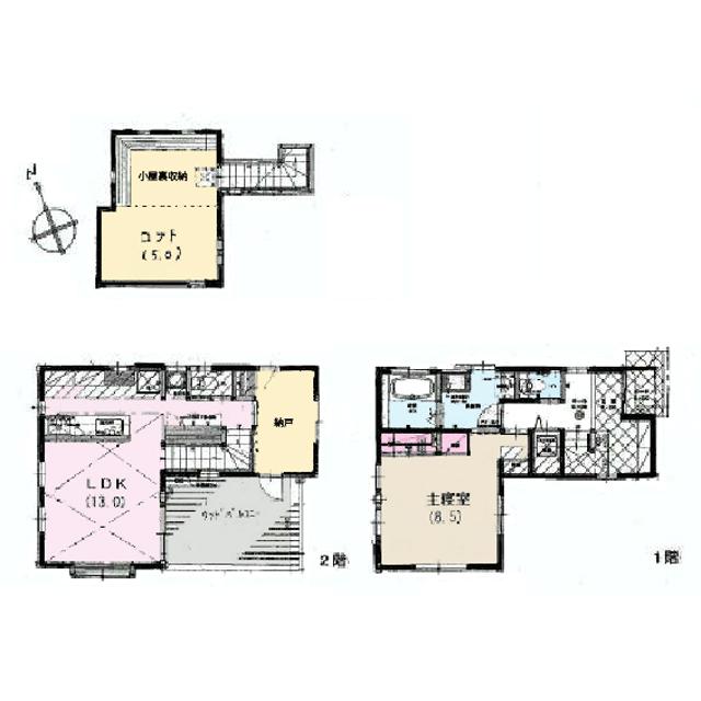 Floor plan. 29,800,000 yen, 1LDK + S (storeroom), Land area 66.24 sq m , Building area 70.72 sq m