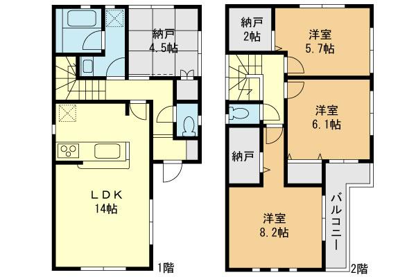 Floor plan. 27,800,000 yen, 3LDK+S, Land area 100.58 sq m , Building area 92.34 sq m