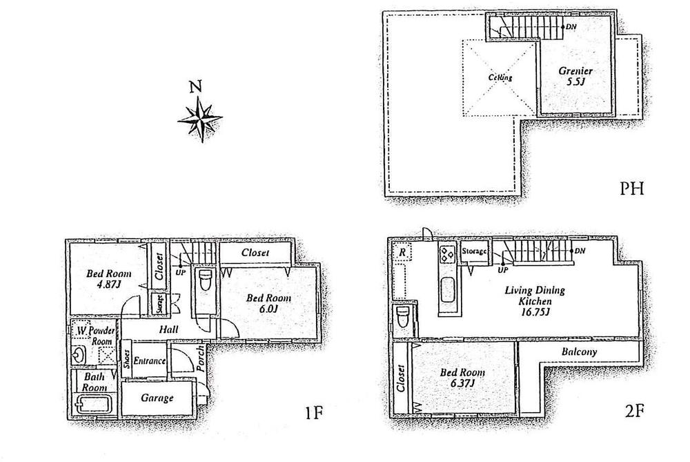 Floor plan. (A Building), Price 36,800,000 yen, 3LDK, Land area 75.33 sq m , Building area 87.98 sq m