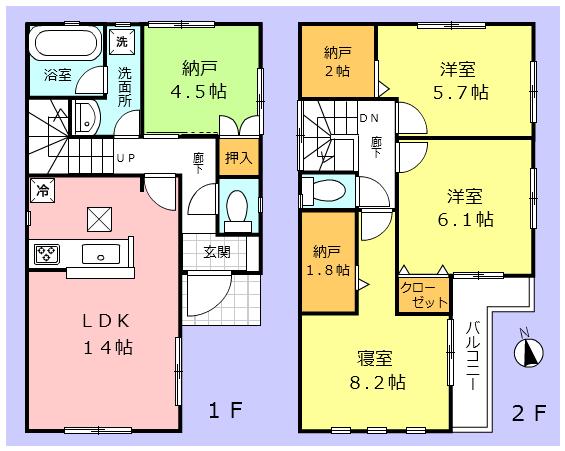 Floor plan. 26,800,000 yen, 3LDK + 2S (storeroom), Land area 100.58 sq m , Building area 92.34 sq m floor plan