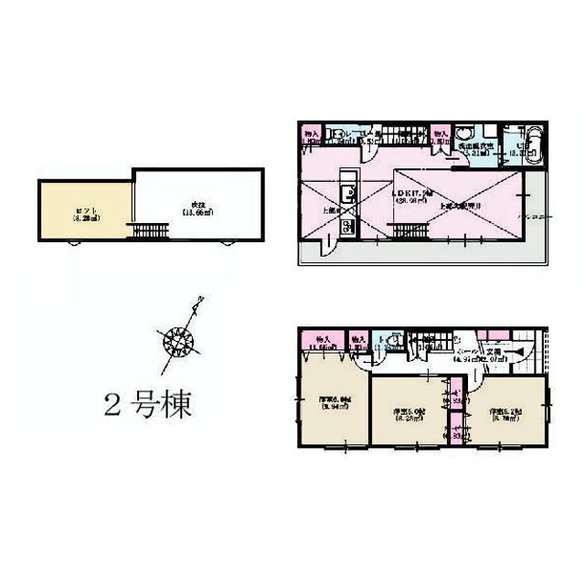 Floor plan. (Building 2), Price 29,800,000 yen, 3LDK, Land area 100.11 sq m , Building area 81.98 sq m