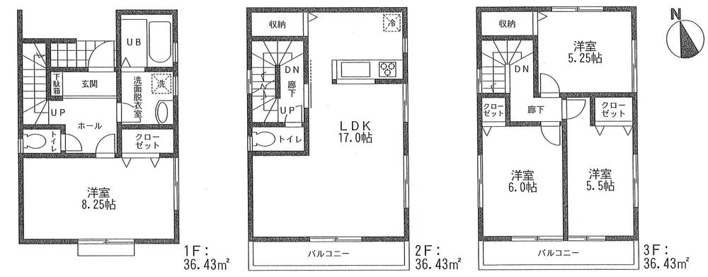 Floor plan. 26,800,000 yen, 4LDK, Land area 96.29 sq m , Building area 109.29 sq m