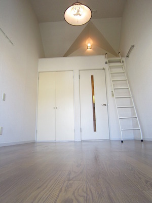 Living and room. The ceiling is high open