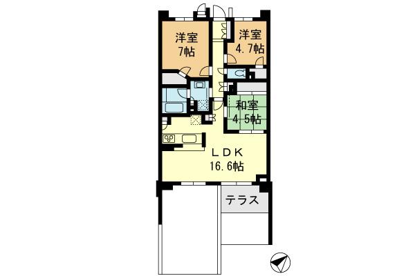 Floor plan. 3LDK, Price 24 million yen, Occupied area 73.26 sq m