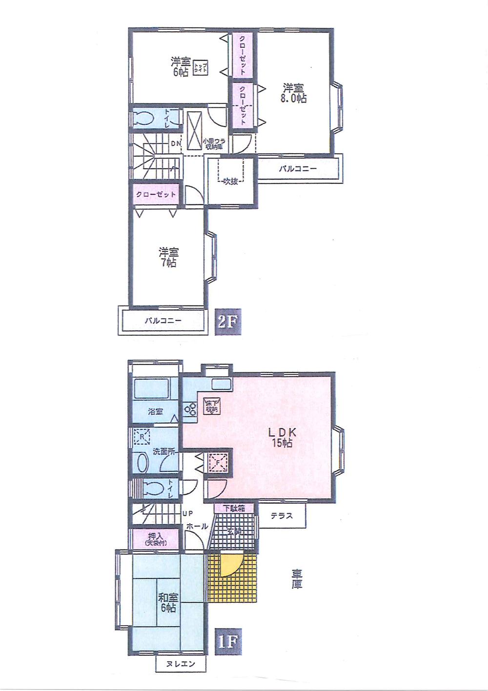 Floor plan. 21,800,000 yen, 4LDK, Land area 105.2 sq m , Building area 97.21 sq m