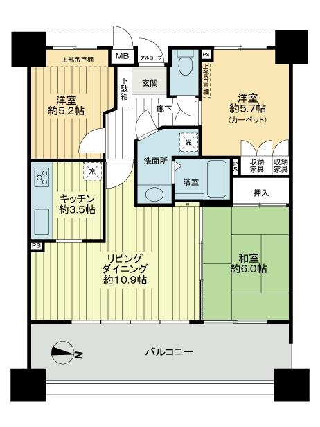 Floor plan. 3LDK, Price 24,800,000 yen, Footprint 66.3 sq m , Balcony area 16 sq m