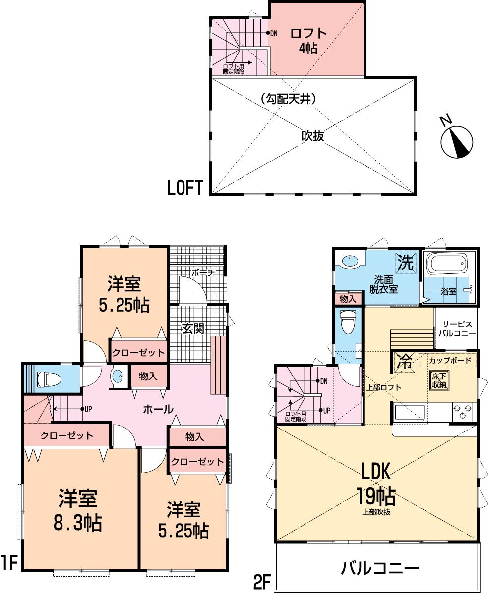 Floor plan. 41,800,000 yen, 3LDK, Land area 130.24 sq m , Building area 103.31 sq m