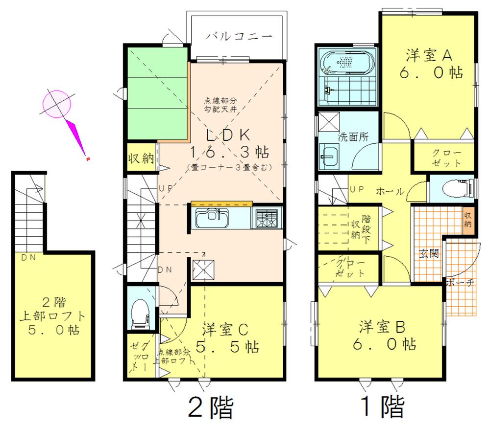 Floor plan. 28.8 million yen, 3LDK, Land area 96.16 sq m , Building area 84.46 sq m